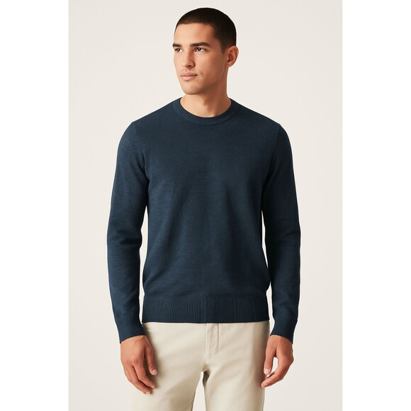 Vince 100% Linen Navy Crewneck Sweater L | Quiet Luxury Minimalist - Picture 1 of 13